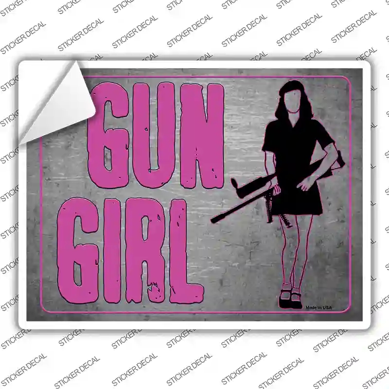 P-1531s-S Gun Girl Novelty Rectangle Sticker Decal - Small