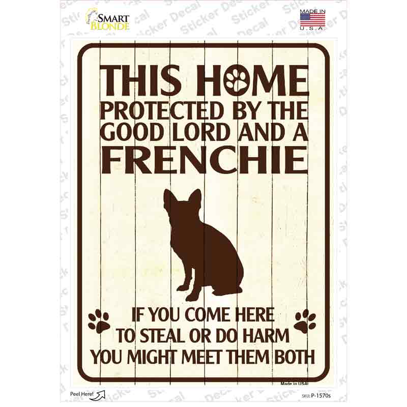 P-1570s-M Frenchie Protected Novelty Rectangle Sticker Decal - Medium