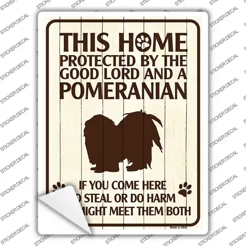 P-1576s-L Pomeranian Protected Novelty Rectangle Sticker Decal - Large