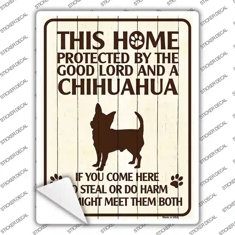 P-1577s-L Chihuahua Protected Novelty Rectangle Sticker Decal - Large