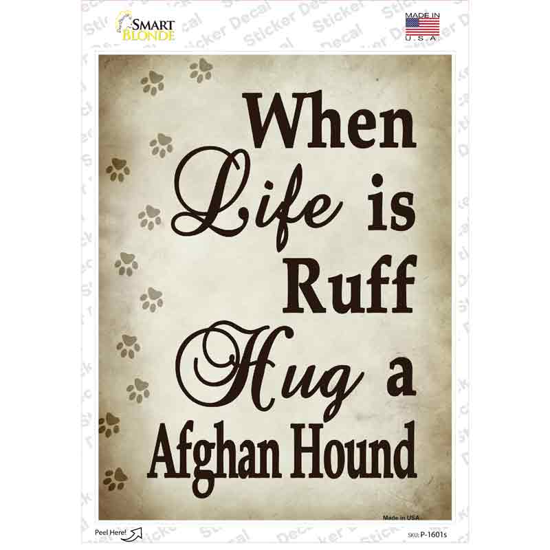 P-1601s-M Hug A Afghan Hound Novelty Rectangle Sticker Decal - Medium