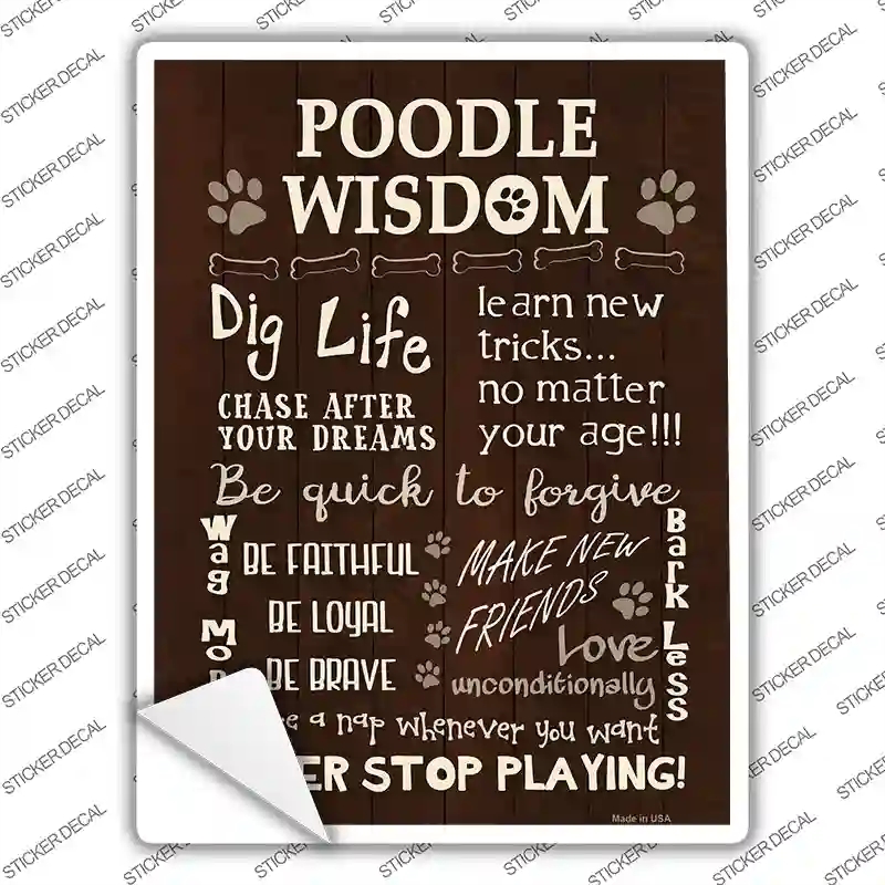 P-1663s-S Poodle Wisdom Novelty Rectangle Sticker Decal - Small
