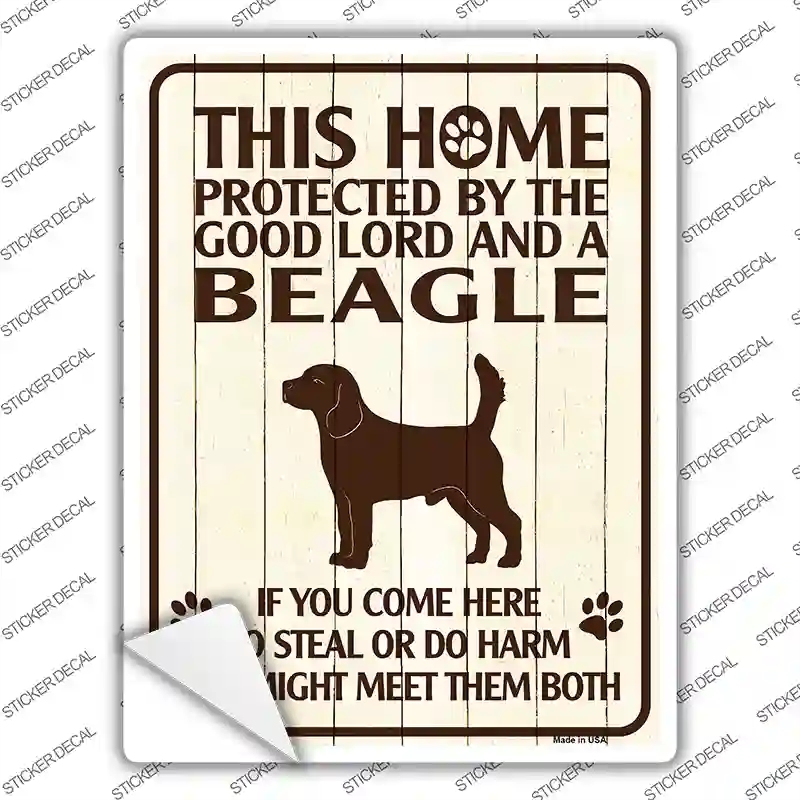 P-1670s-XL Protected by A Beagle Novelty Rectangle Sticker Decal - Extra Large