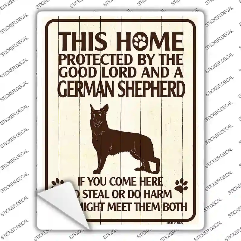 P-1679s-XL Protected by A German Shepherd Novelty Rectangle Sticker Decal - Extra Large