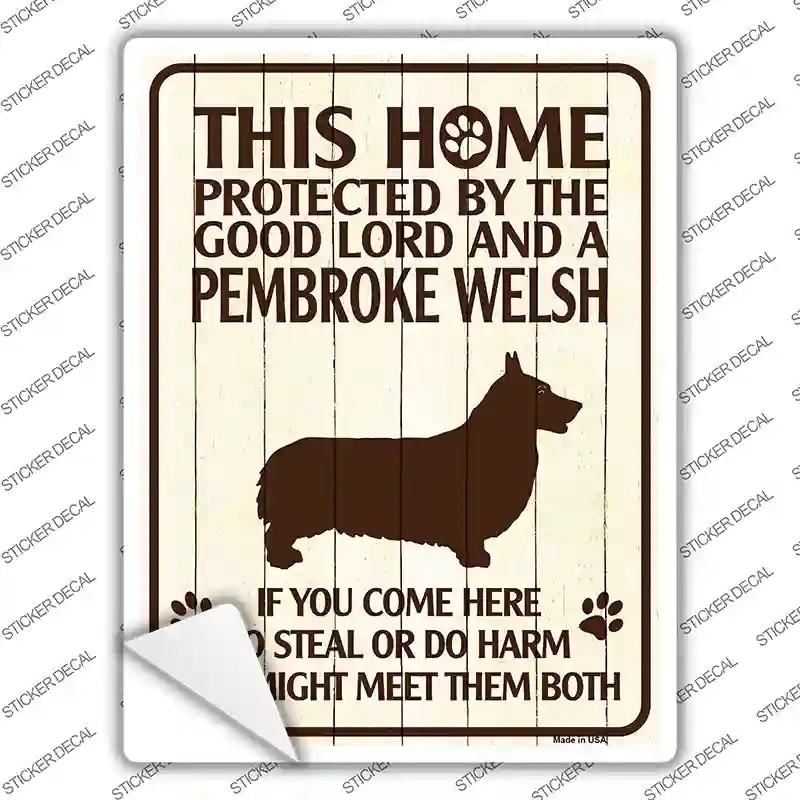 P-1683s-S Protected by A Pembroke Welsh Novelty Rectangle Sticker Decal - Small