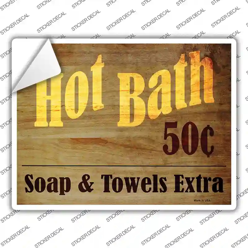 P-1692s-L Hot Bath Novelty Rectangle Sticker Decal - Large