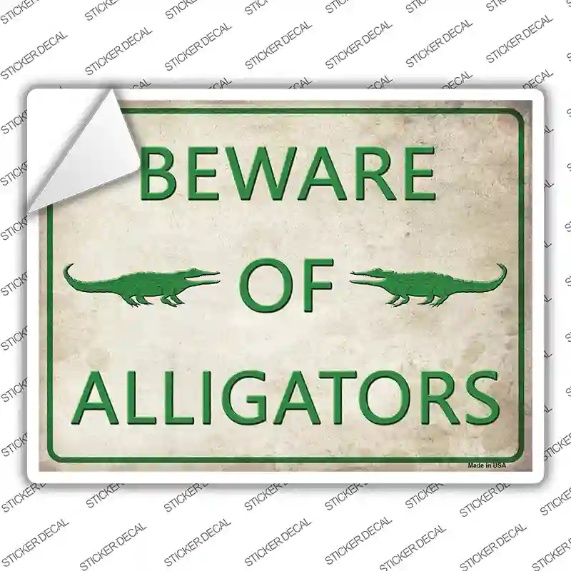 P-1739s-S Beware of Alligators Novelty Rectangle Sticker Decal - Small