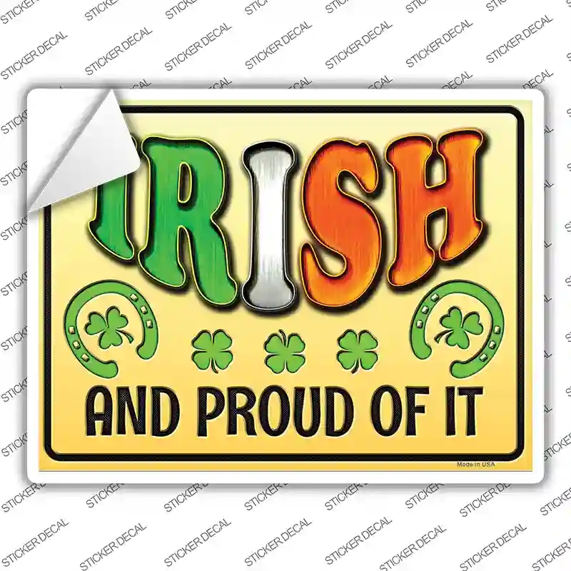 P-1770s-L Irish & Proud Novelty Rectangle Sticker Decal - Large