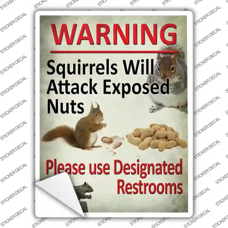 P-1786s-XL Squirrels Will Attack Novelty Rectangle Sticker Decal - Extra Large