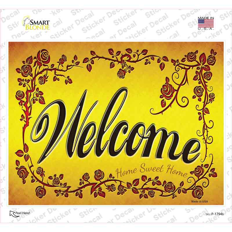 P-1794s-M Welcome Grape Vines Novelty Rectangle Sticker Decal - Medium