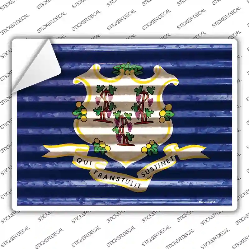 P-2321s-S Connecticut Flag Novelty Rectangle Sticker Decal - Small