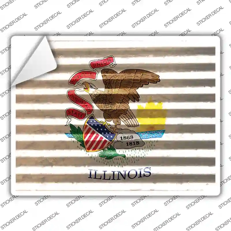 P-2327s-L Illinois Flag Novelty Rectangle Sticker Decal - Large