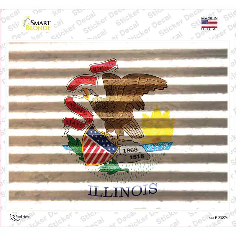 P-2327s-M Illinois Flag Novelty Rectangle Sticker Decal - Medium