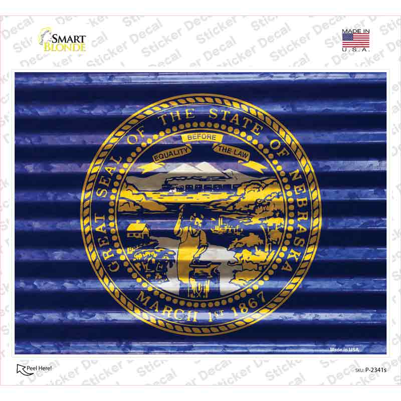 P-2341s-M Nebraska Flag Novelty Rectangle Sticker Decal - Medium
