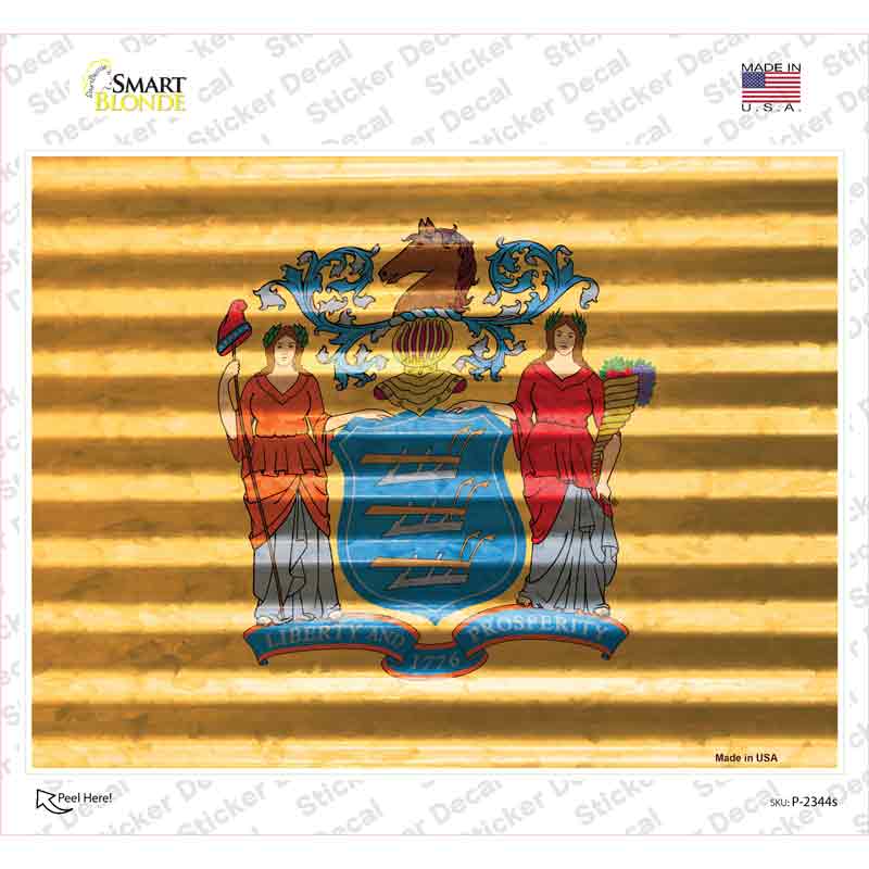 P-2344s-M   Jersey Flag Novelty Rectangle Sticker Decal - Medium