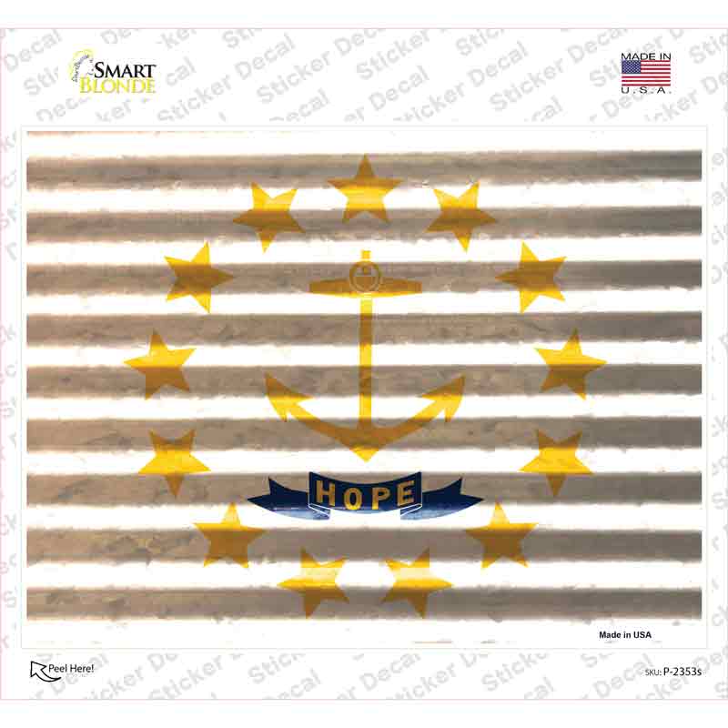 P-2353s-M Rhode Island Flag Novelty Rectangle Sticker Decal - Medium