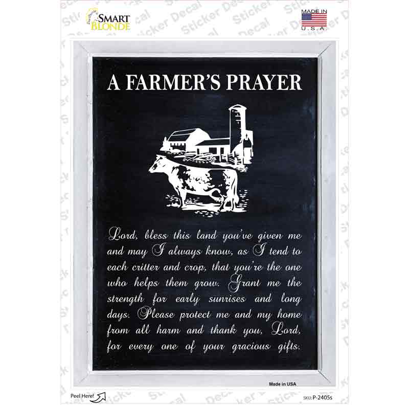 P-2405s-M A Farmers Prayer Novelty Rectangle Sticker Decal - Medium