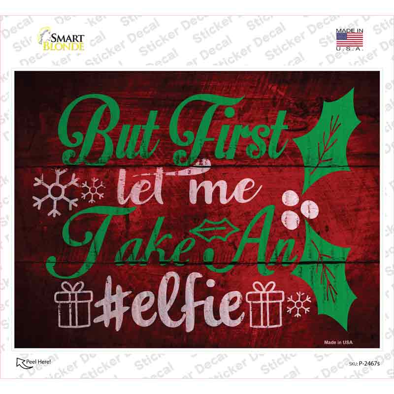 P-2467s-M Take An Elfie Novelty Rectangle Sticker Decal - Medium