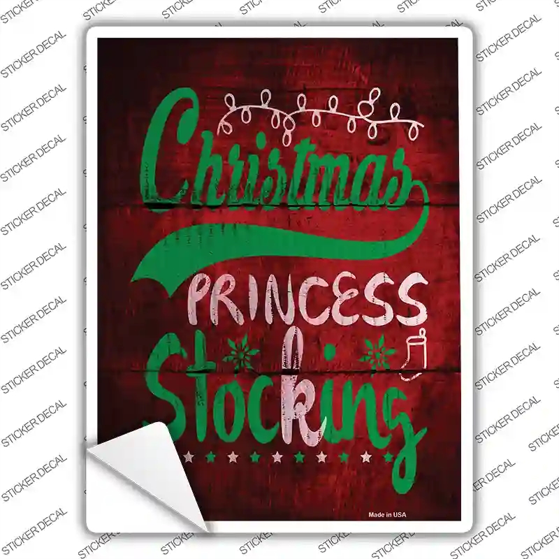 P-2474s-S Princess Stocking Novelty Rectangle Sticker Decal - Small