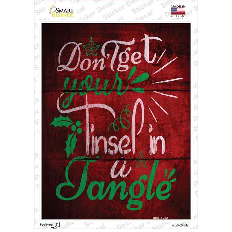 P-2484s-M Tinsel in A Tangle Novelty Rectangle Sticker Decal - Medium