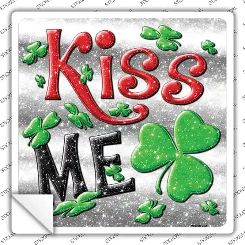 SQ-297s-L Kiss Me Novelty Square Sticker Decal - Large