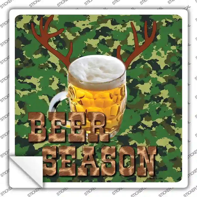 SQ-307s-L Beer Season Novelty Square Sticker Decal - Large