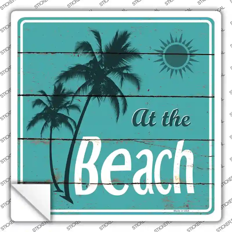 SQ-321s-S At the Beach Novelty Square Sticker Decal - Small