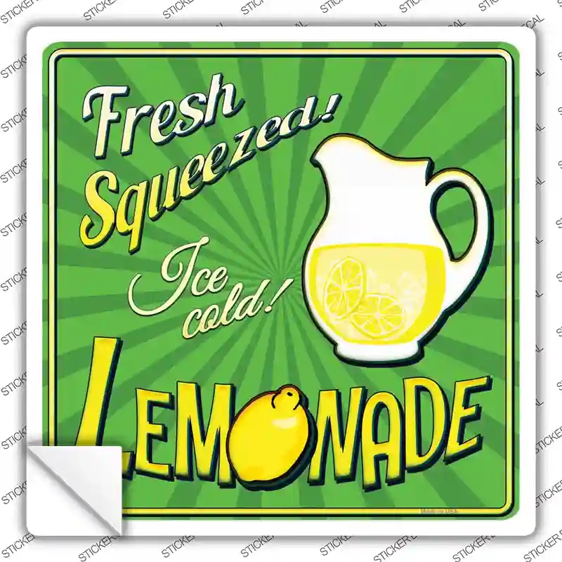 SQ-332s-XL Fresh Squeezed Ice Cold Lemonade Novelty Square Sticker Decal - Extra Large