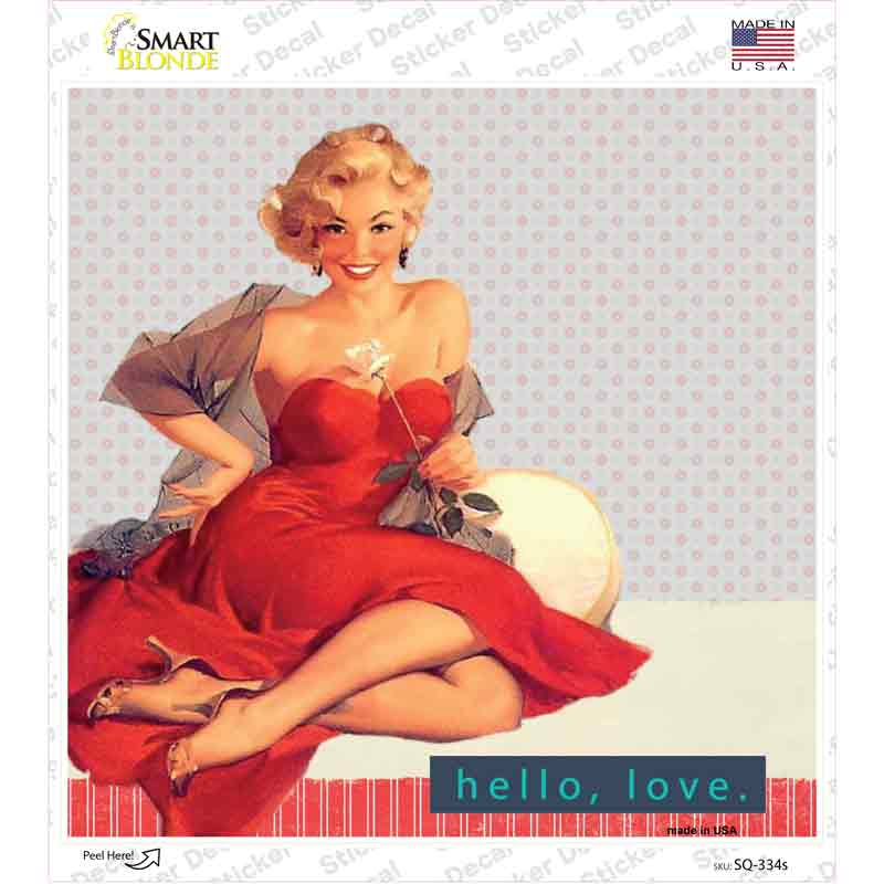 SQ-334s-M Hello Love Novelty Square Sticker Decal - Medium