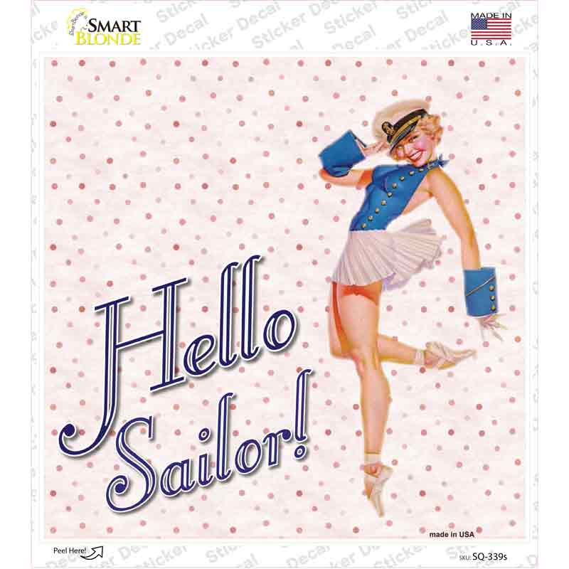 SQ-339s-M Hello Sailor Novelty Square Sticker Decal - Medium