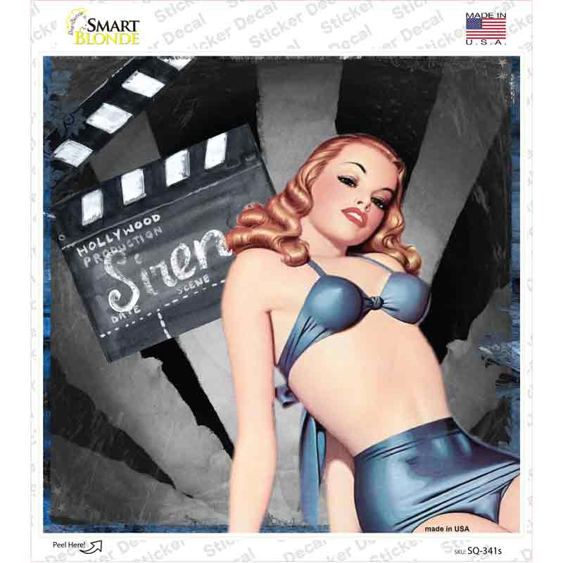 SQ-341s-M Actress Posing Novelty Square Sticker Decal - Medium