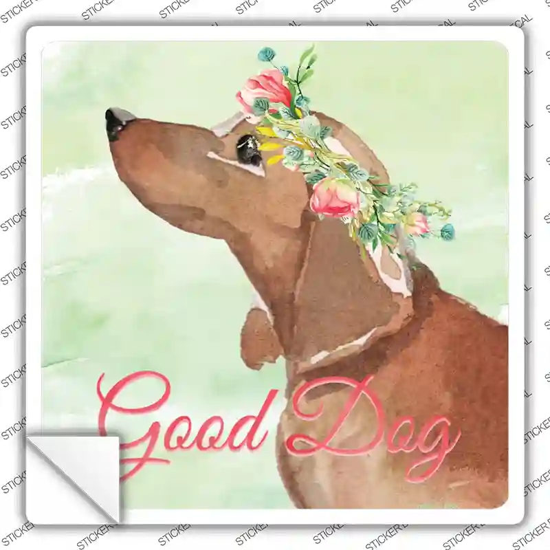 SQ-373s-S Dachshund Good Dog Novelty Square Sticker Decal - Small