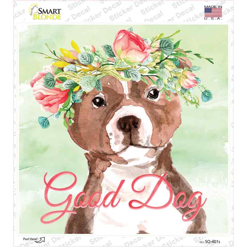 SQ-401s-M Bull Terrier Good Dog Novelty Square Sticker Decal - Medium