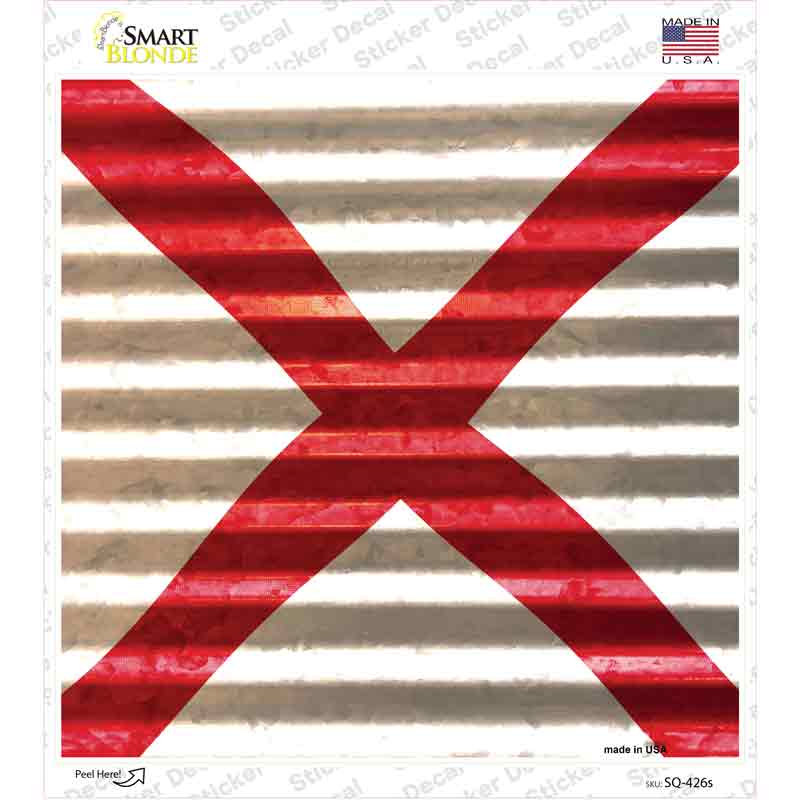 SQ-426s-M Alabama Flag Corrugated Effect Novelty Square Sticker Decal - Medium