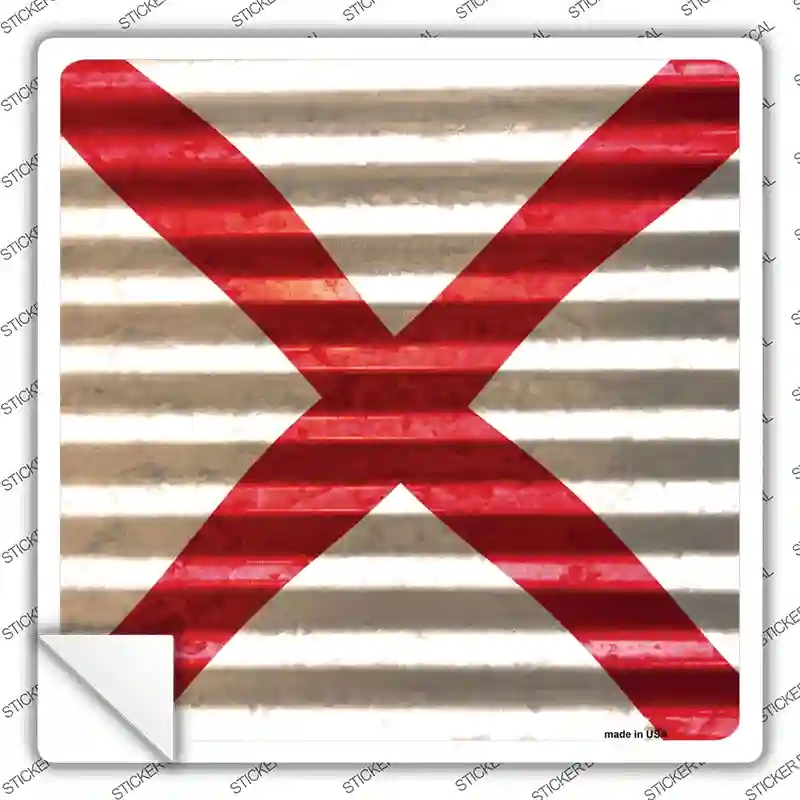 SQ-426s-S Alabama Flag Corrugated Effect Novelty Square Sticker Decal - Small