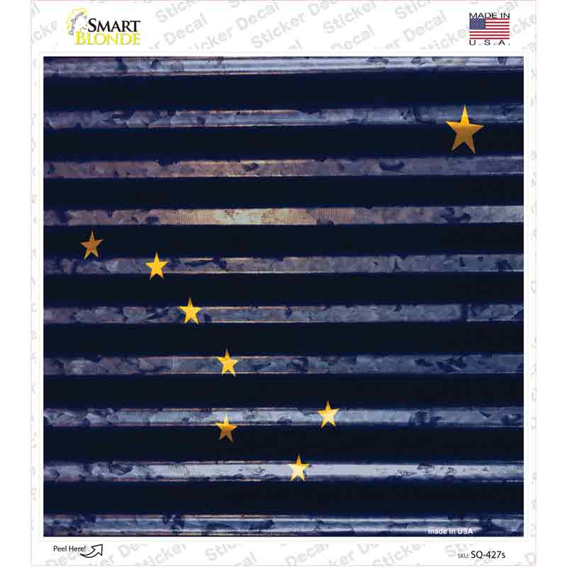 SQ-427s-M Alaska Flag Corrugated Effect Novelty Square Sticker Decal - Medium
