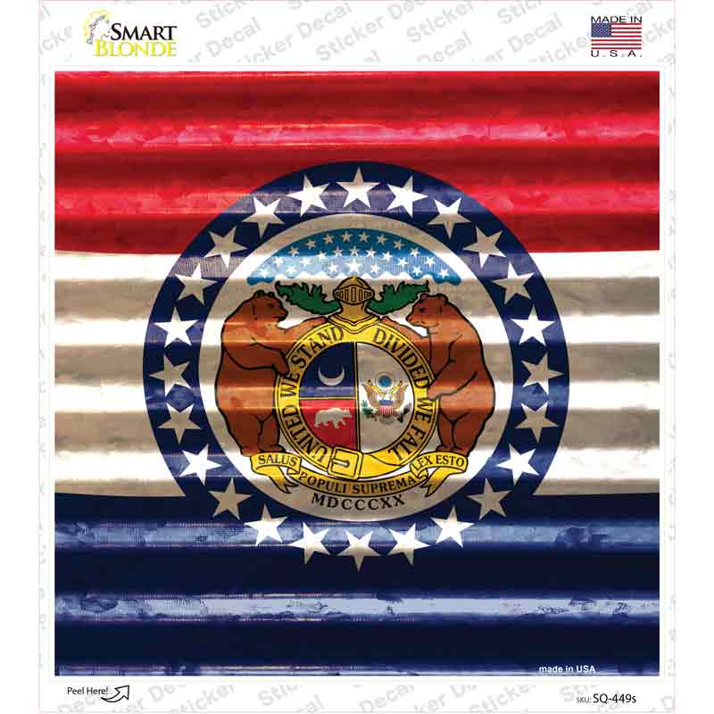 SQ-449s-M Missouri Flag Corrugated Effect Novelty Square Sticker Decal - Medium
