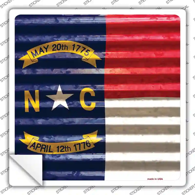 SQ-457s-XL North Carolina Flag Corrugated Effect Novelty Square Sticker Decal - Extra Large