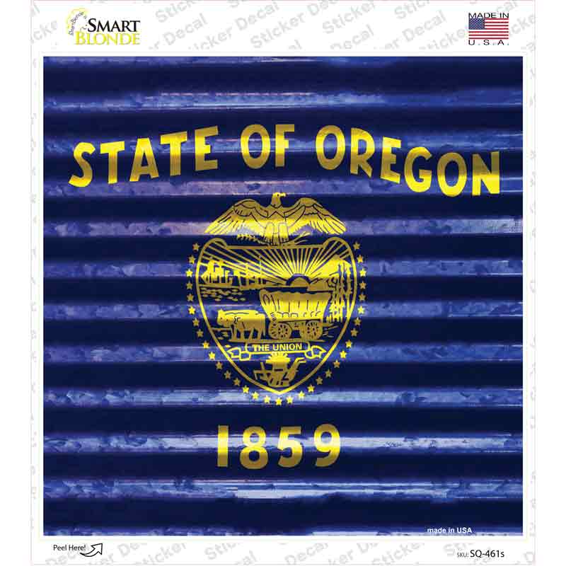 SQ-461s-M Oregon Flag Corrugated Effect Novelty Square Sticker Decal - Medium