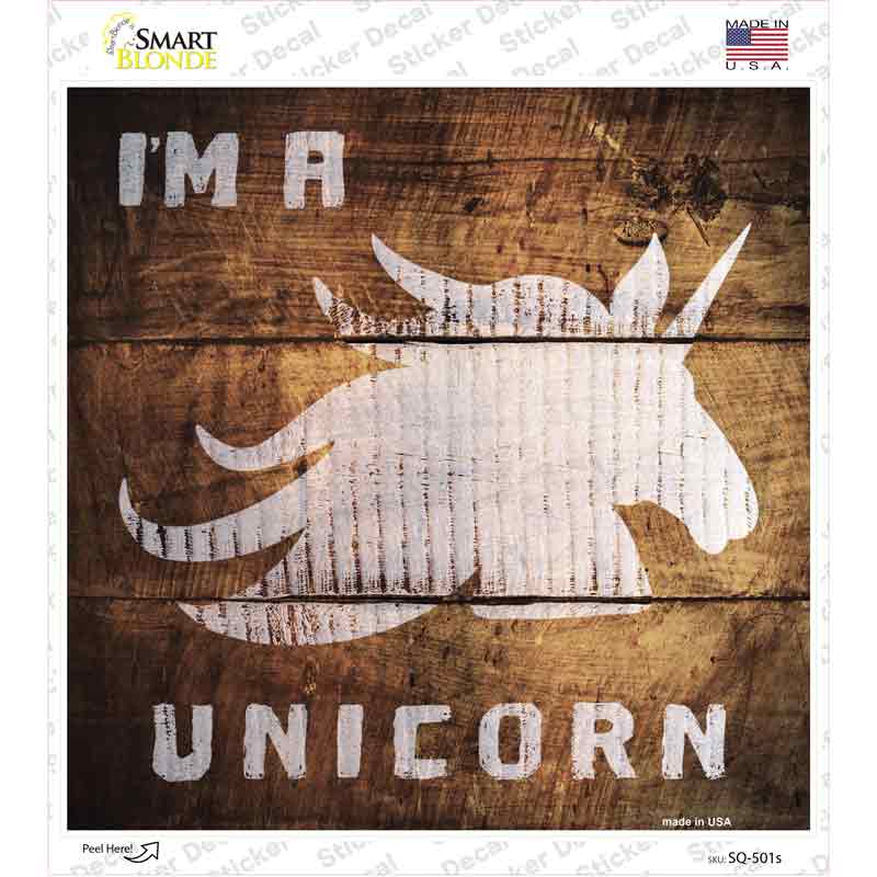 SQ-501s-M Im A Unicorn Painted Stencil Novelty Square Sticker Decal - Medium