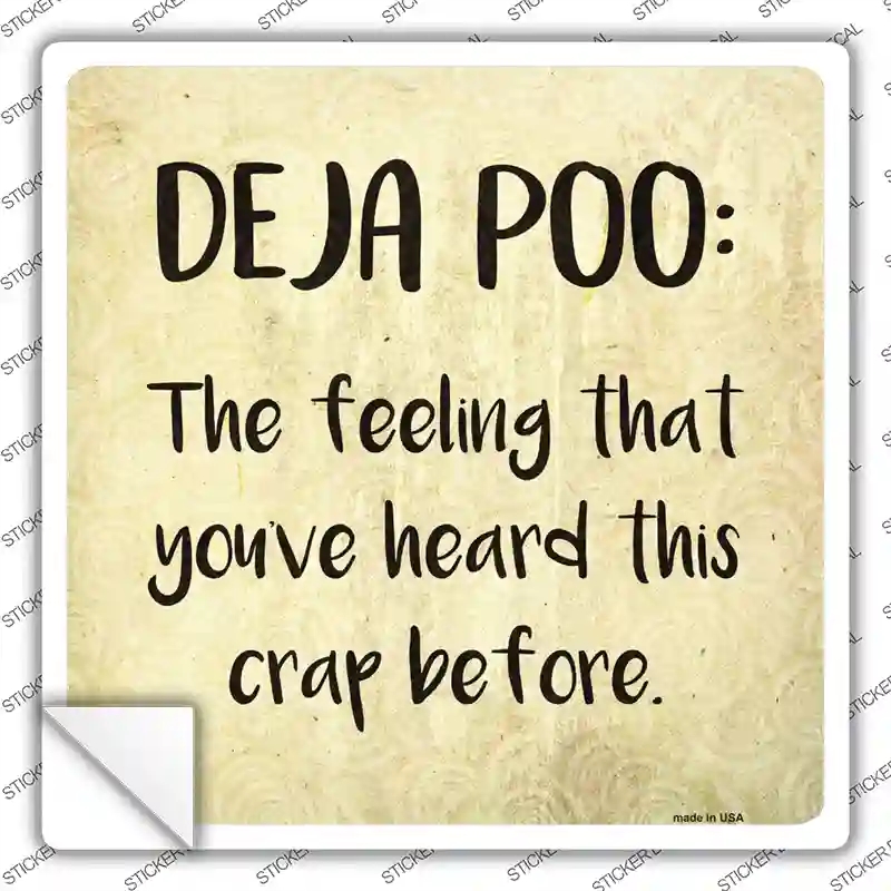 SQ-586s-S Deja Poo Definition Novelty Square Sticker Decal - Small