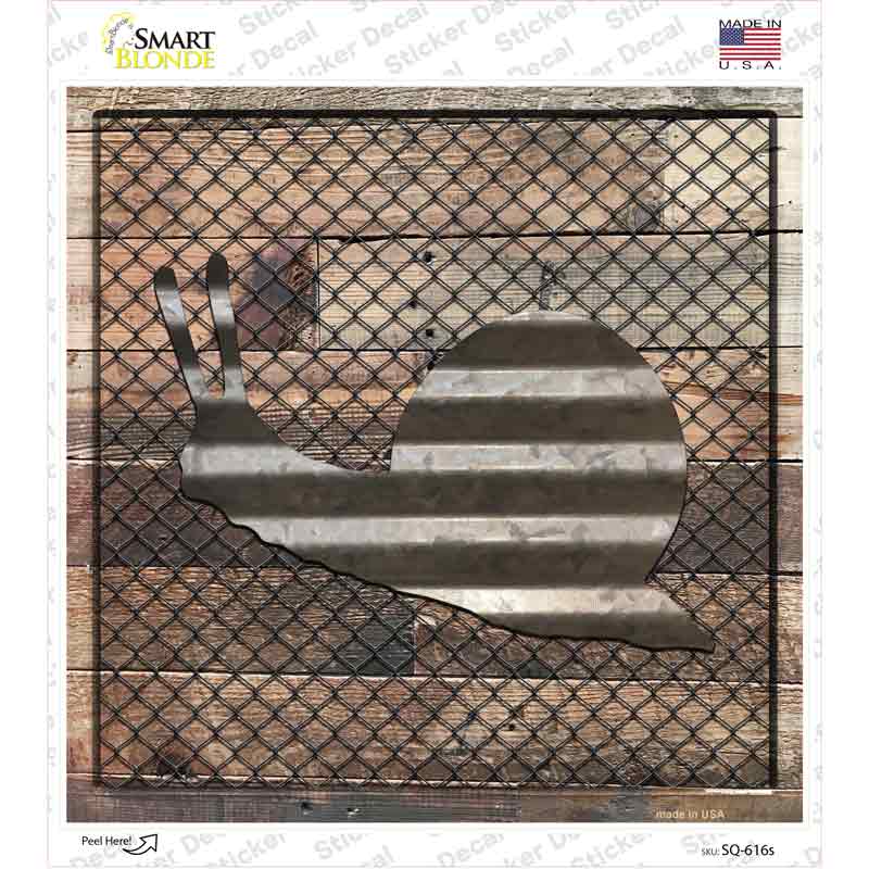 SQ-616s-M Corrugated Snail on Wood Novelty Square Sticker Decal - Medium