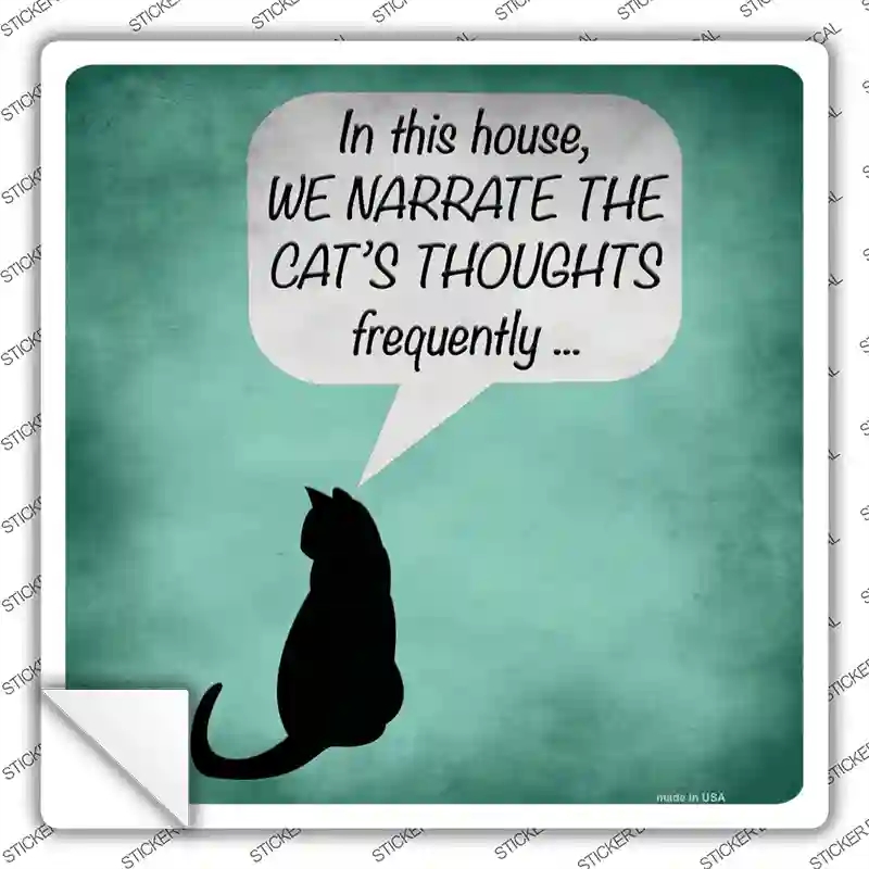 SQ-916s-S Cats Thoughts Novelty Square Sticker Decal - Small