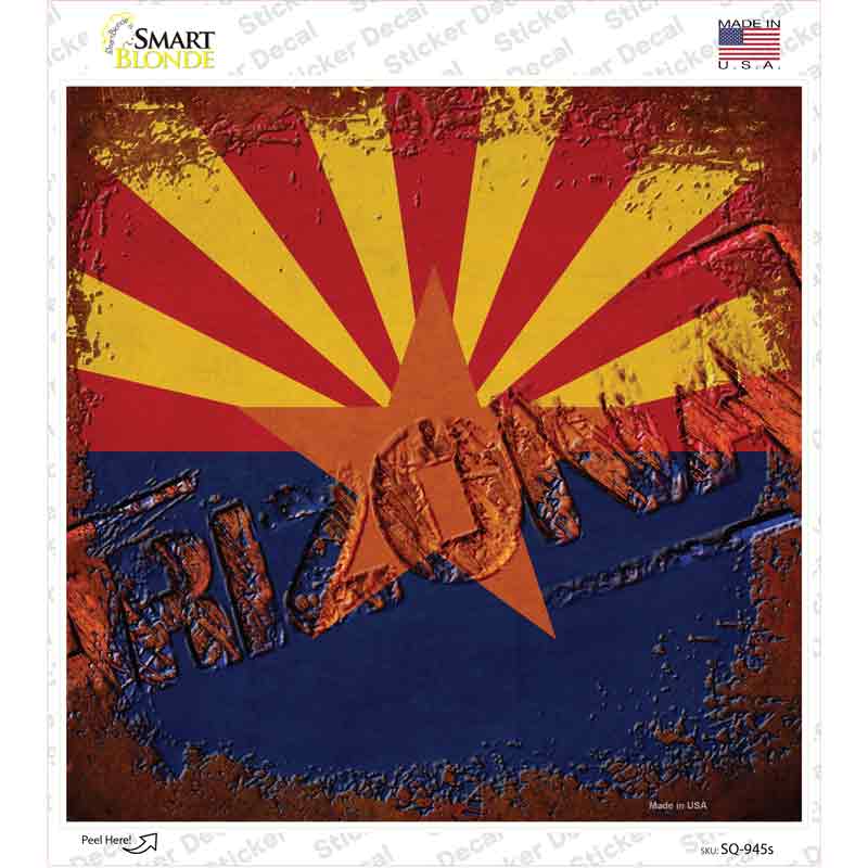 SQ-945s-M Arizona Rusty Stamped Novelty Square Sticker Decal - Medium
