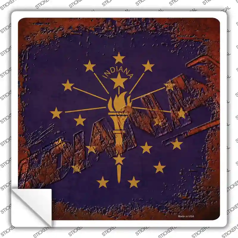 SQ-956s-S Indiana Rusty Stamped Novelty Square Sticker Decal - Small