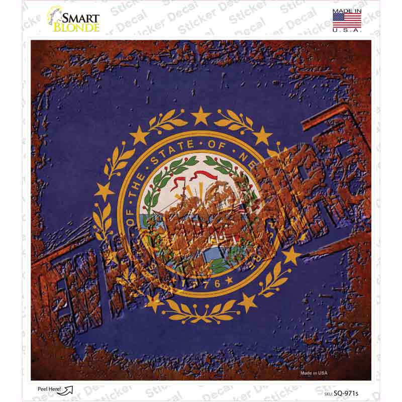 SQ-971s-M   Hampshire Rusty Stamped Novelty Square Sticker Decal - Medium