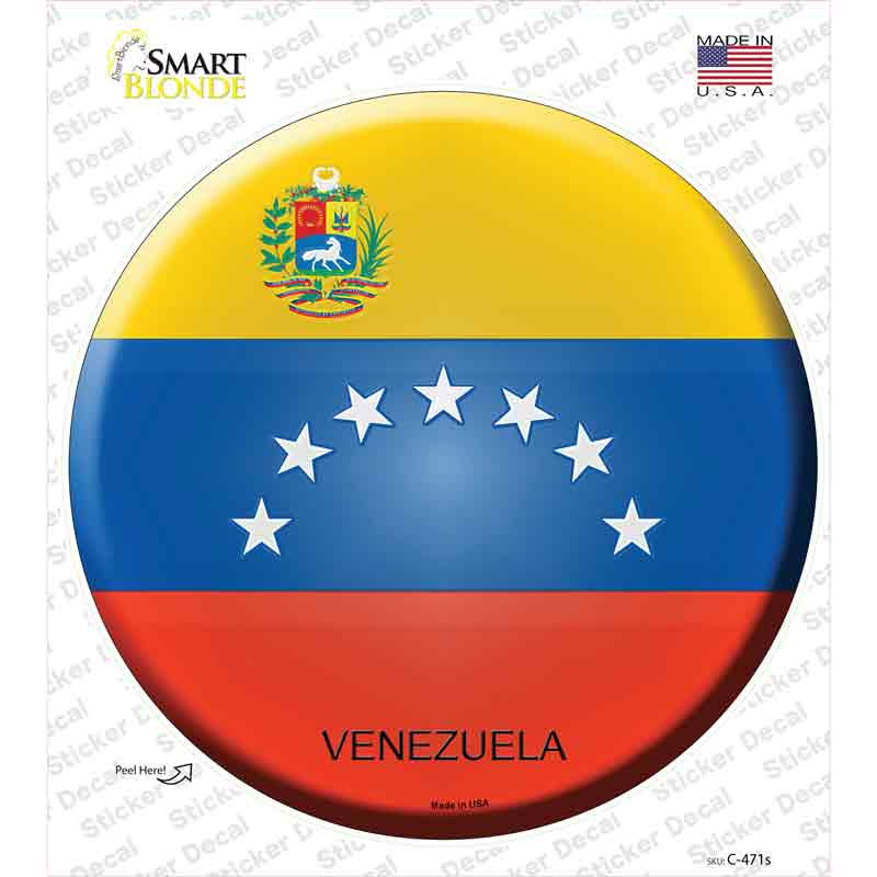 C-471s-M Venezuela Country Novelty Circle Sticker Decal - Medium