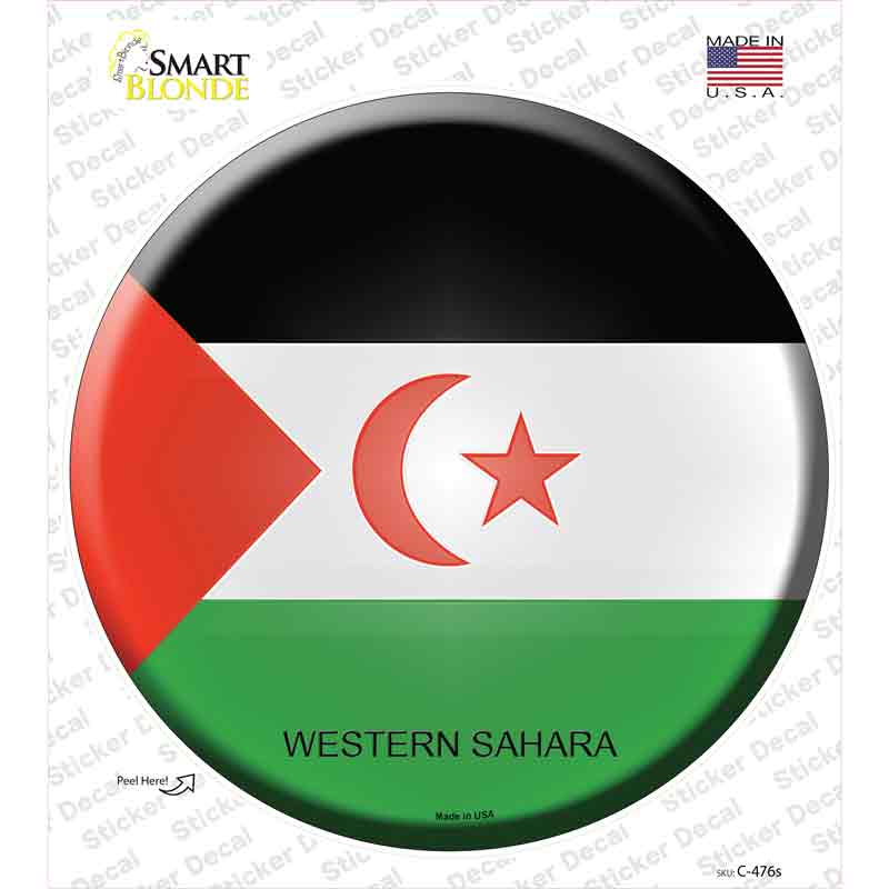 C-476s-M Western Sahara Country Novelty Circle Sticker Decal - Medium