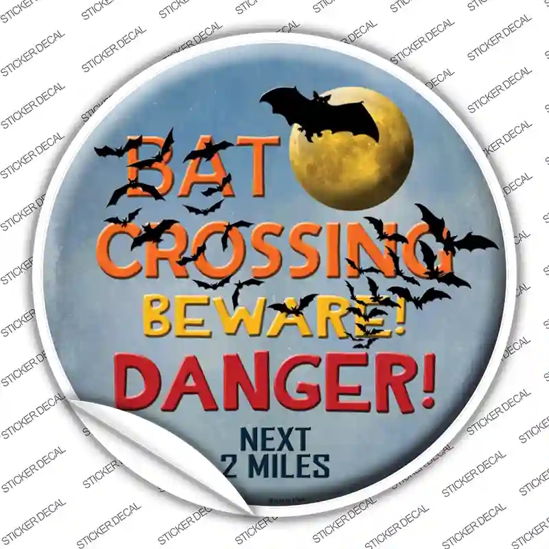 C-501s-S Bat Crossing Novelty Circle Sticker Decal - Small