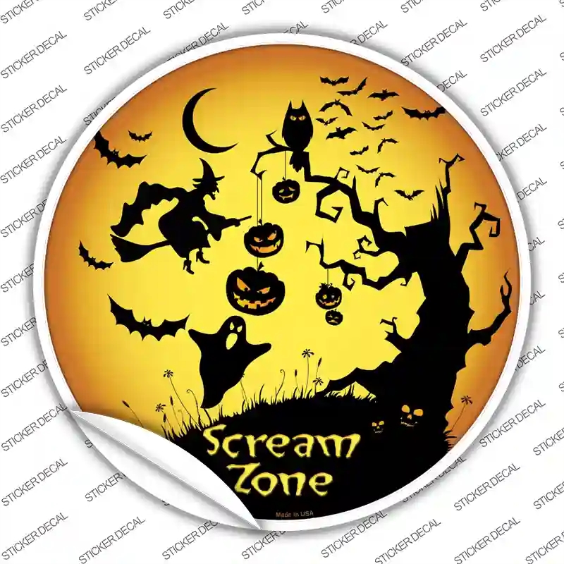 C-502s-XL Scream Zone Novelty Circle Sticker Decal - Extra Large